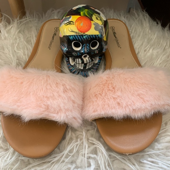 Shoes - Fur slides pink